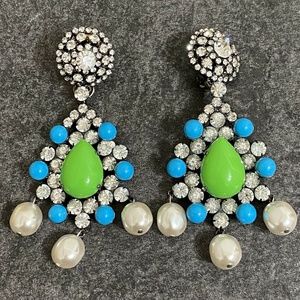 LAWRENCE VRBA RARE MASSIVE VINTAGE GORGEOUS RHINESTONE   EARRINGS